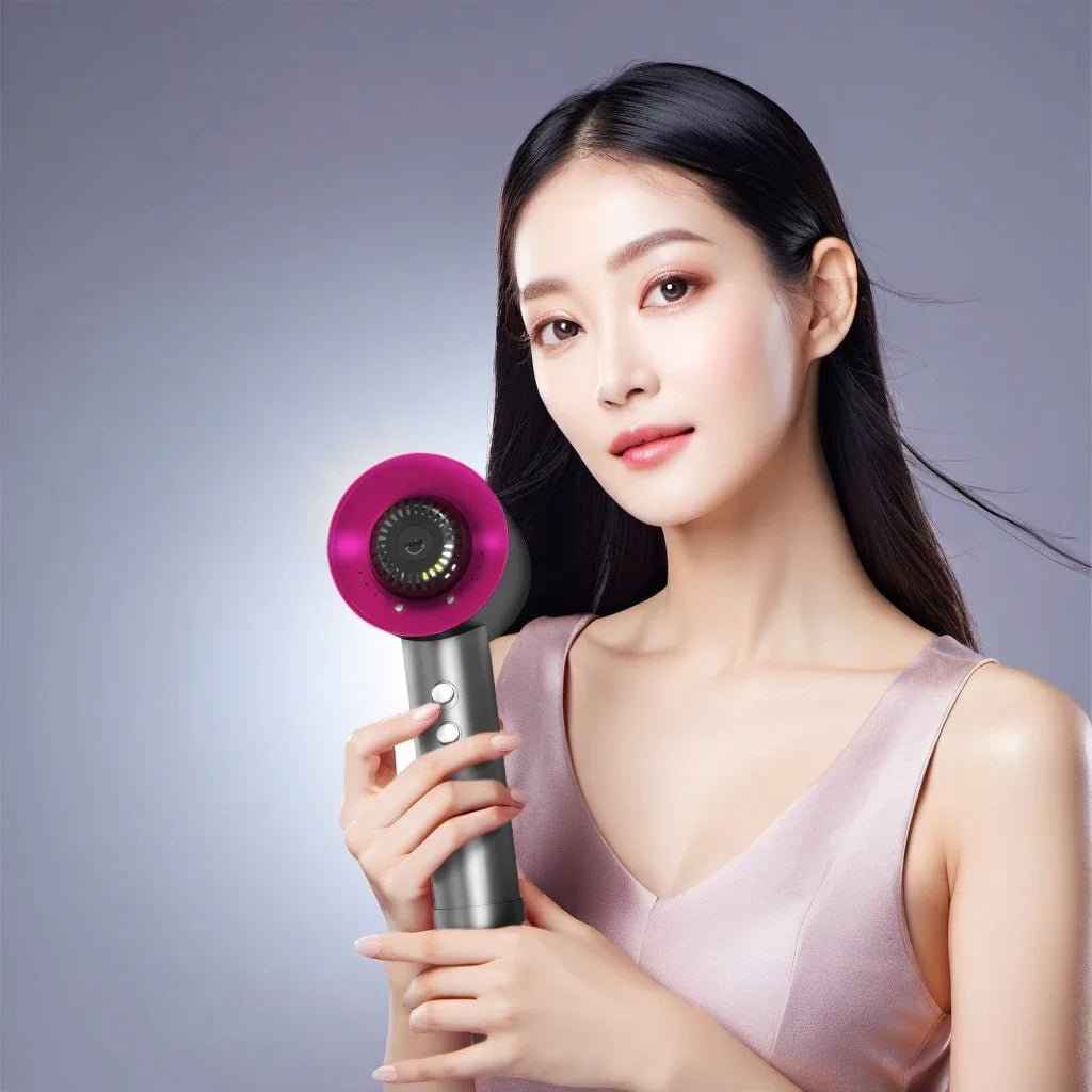 Model using Ion Fashion Hair Styler for smooth, shiny finish. Professional high power hair roller ideal for fast styling and frizz control.